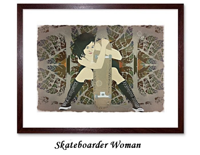 Skateboader Woman Framed Print